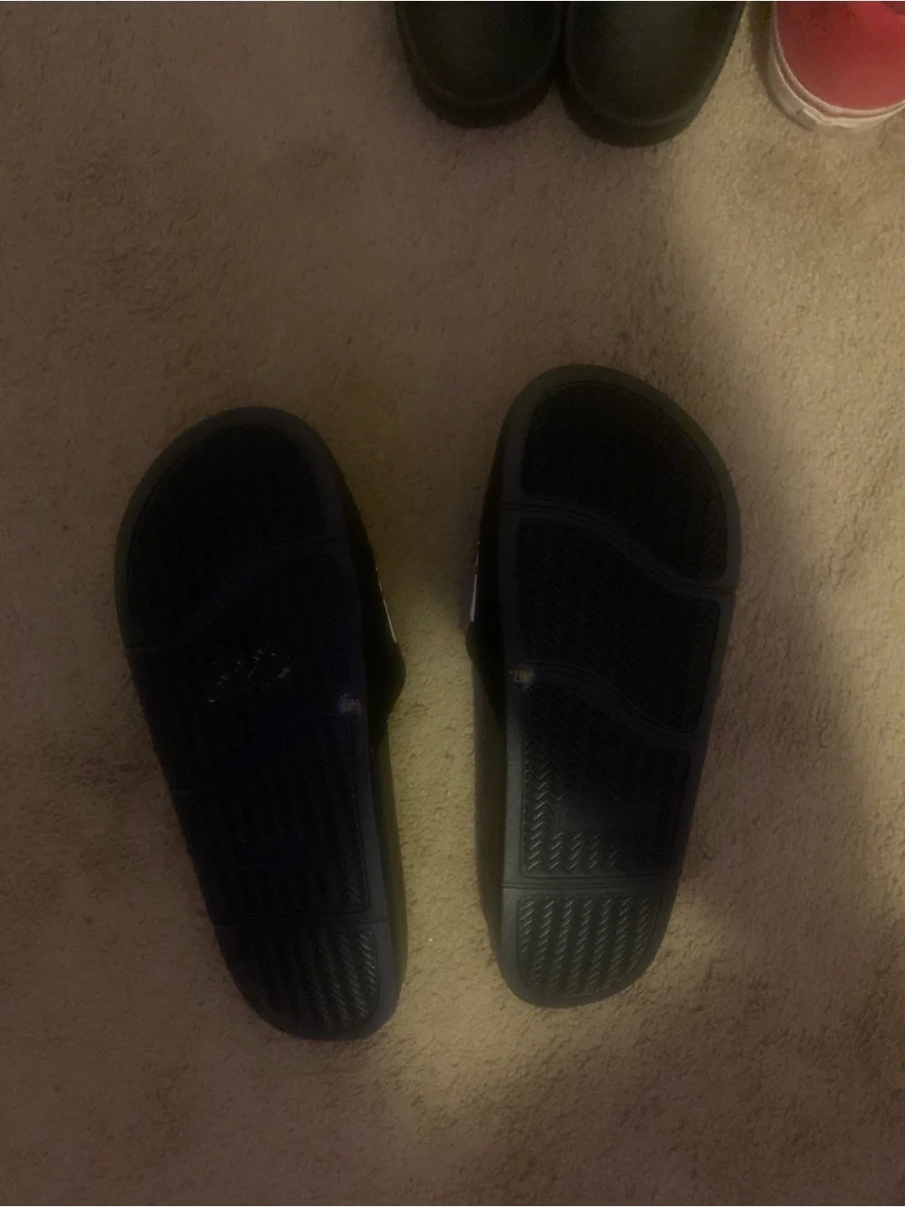 Tommy Hilfiger Navy and Black Logo Slide Sandals